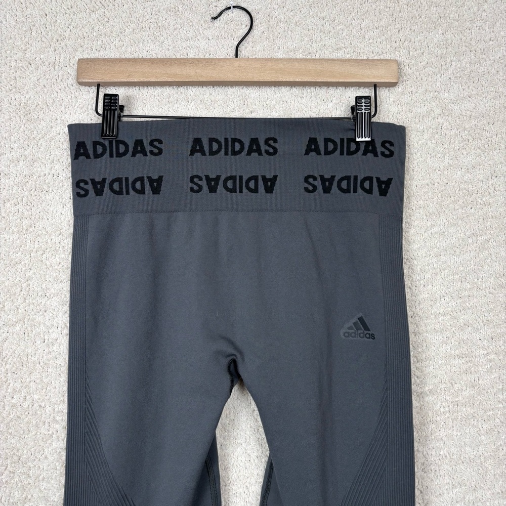 Adidas Leggings Womens 1X Grey 7/8 Tight High Rise Aeroknit Gym Workout Outdoors - Picture 3 of 10